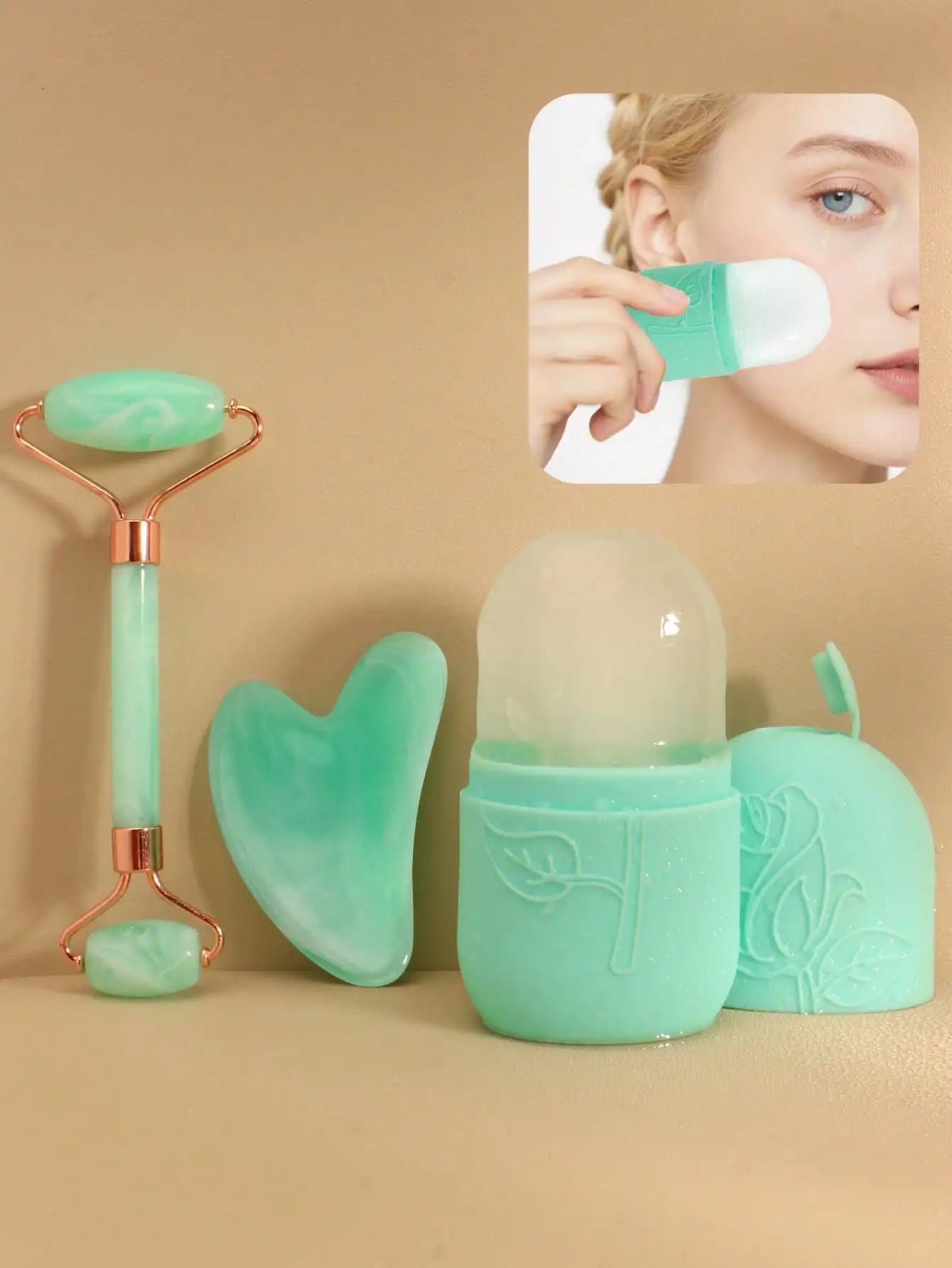3 Piece Facial Massage Tool Kit With Roller And Cupping