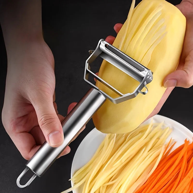 Stainless Steel Vegetable Peeler With Julienne Slicer And Shredder
