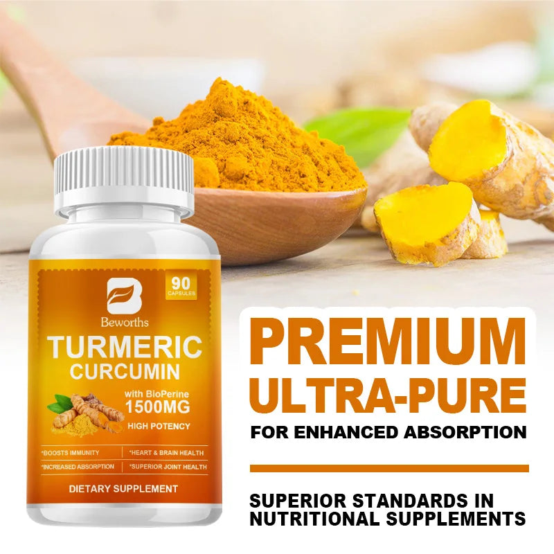 Beworths Turmeric Black Pepper Capsules For Joint Support Non GMO Gluten Free