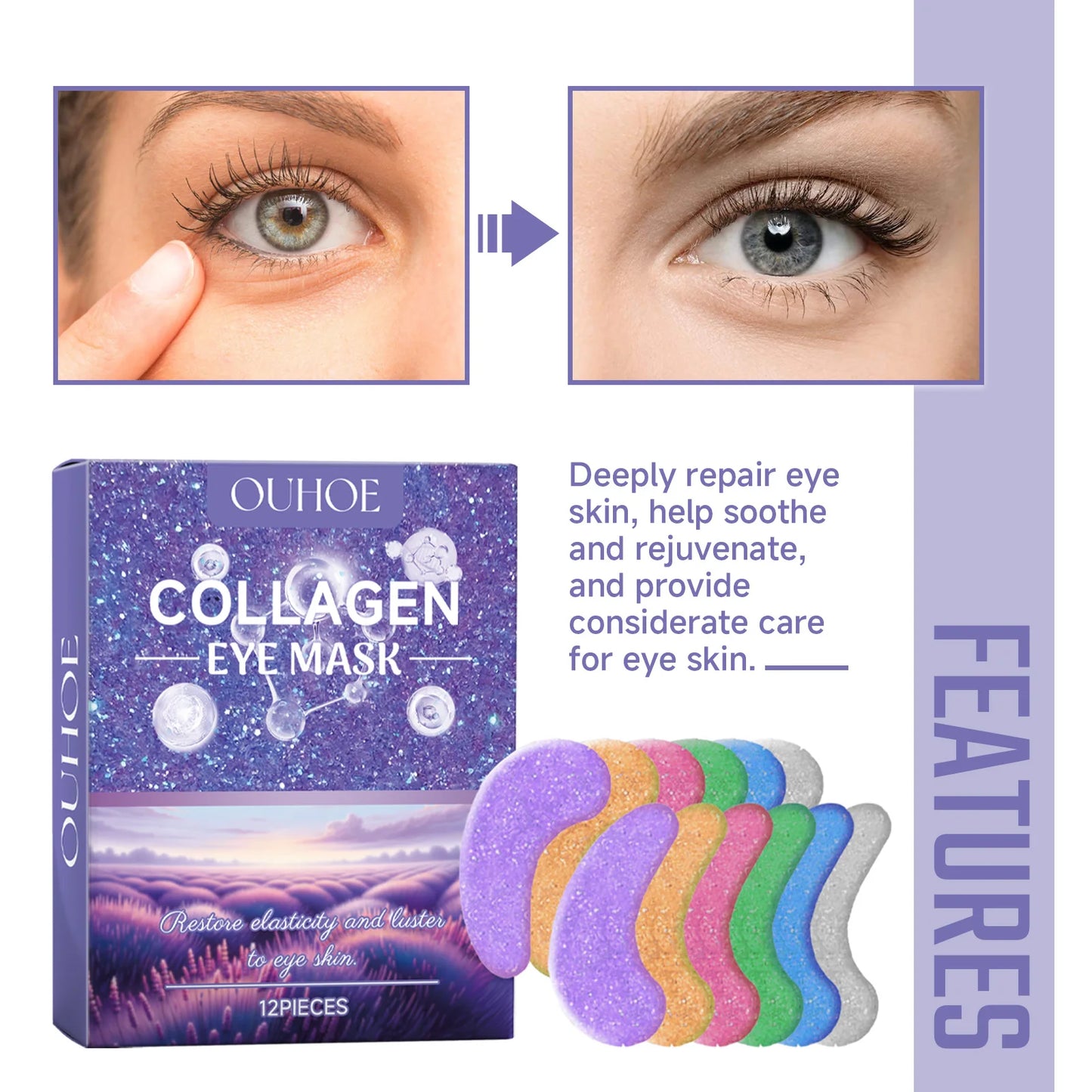 Ouhoe Collagen Eye Mask for Dark Circles and Hydration