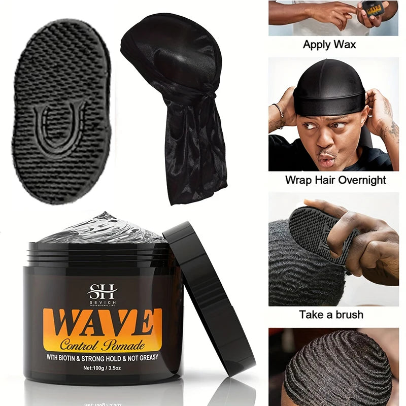 Sevich Waves Control Pomade Set With Hair Oil And Brush