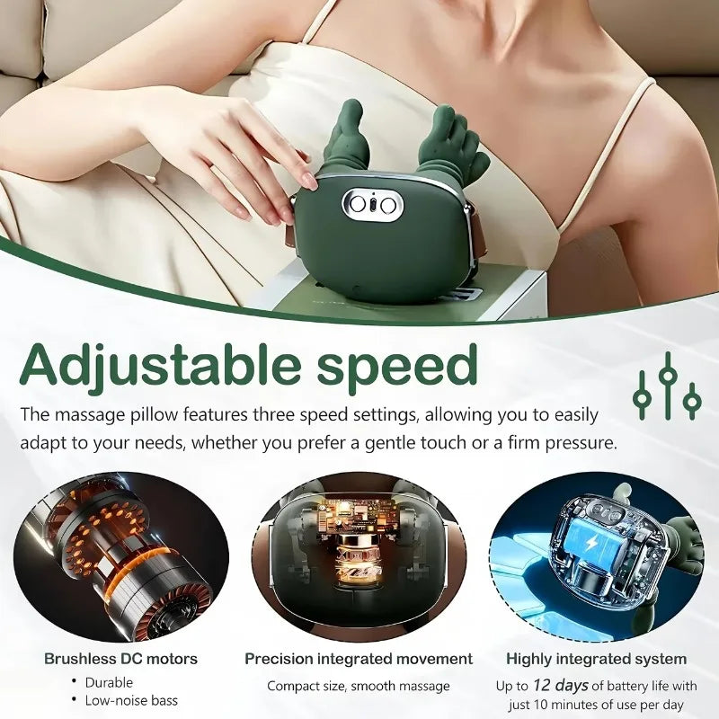 Neck Shoulder Massager Shiatsu Pillow Heat Wireless Rechargeable