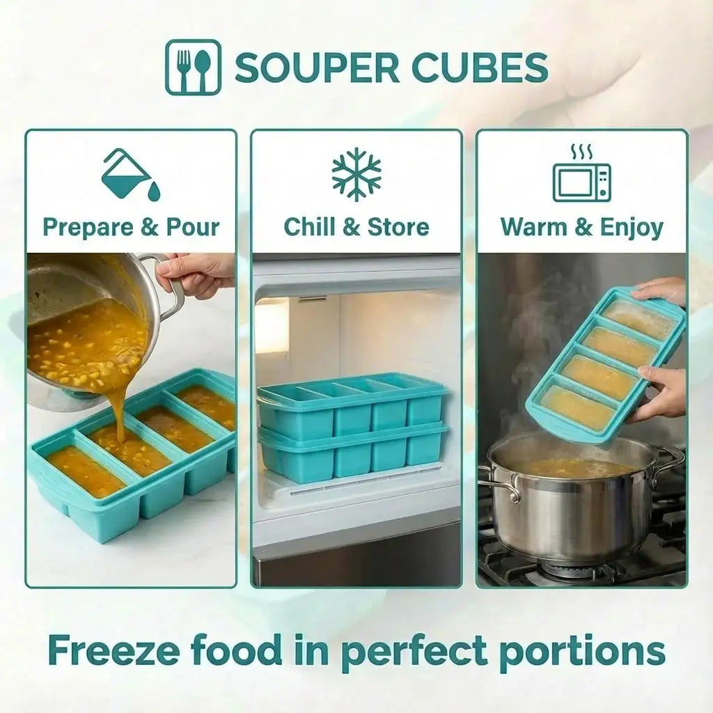 Silicone Freezer Trays With Lids 2 Pack Food Storage Containers Dishwasher Safe