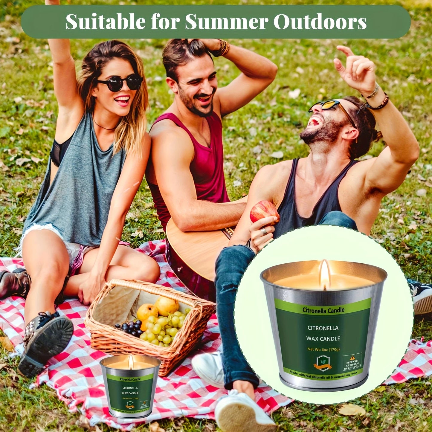 Arhalulu Citronella Candles Outdoor 4 Pack For Patio Parties