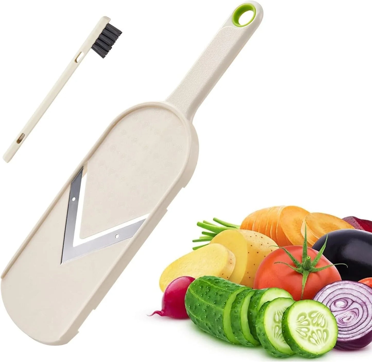 Multi Handheld Mandoline Slicer Stainless Steel V Blade With Brush