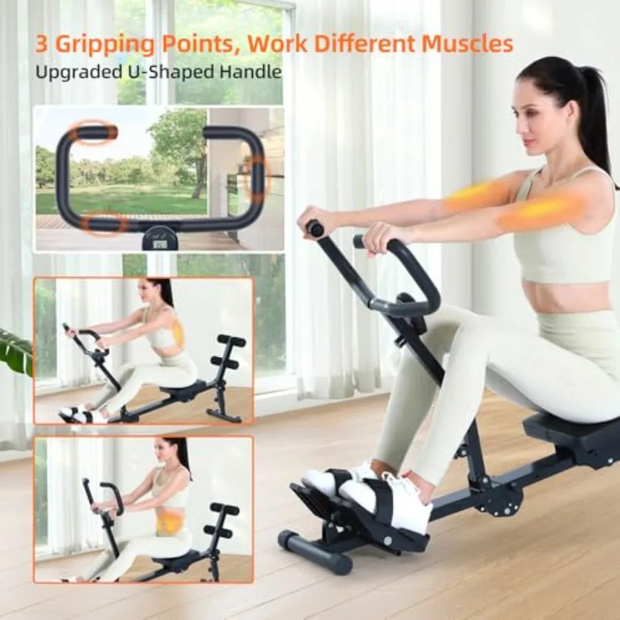 XMSJ Hydraulic Rowing Machine For Home With 12-Level Resistance