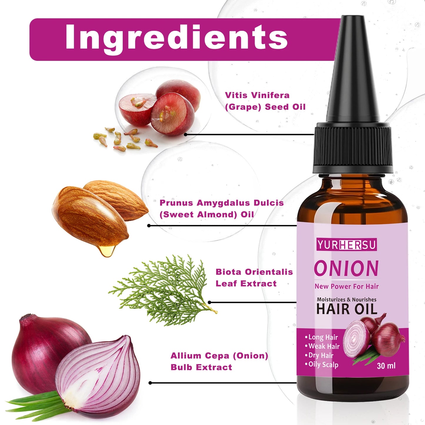 YURHERSU Onion Hair Oil For Fast Growth And Damage Repair