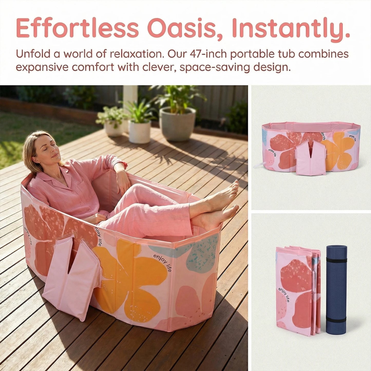 Portable Foldable Bathtub With 5 Layer Insulated Liner For Athletes
