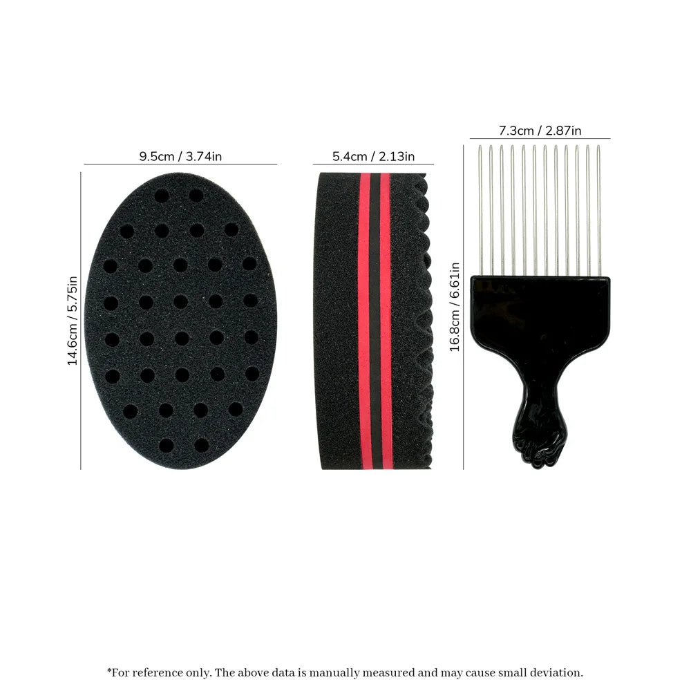 2 In 1 Afro Curling Sponge And Stainless Steel Pick