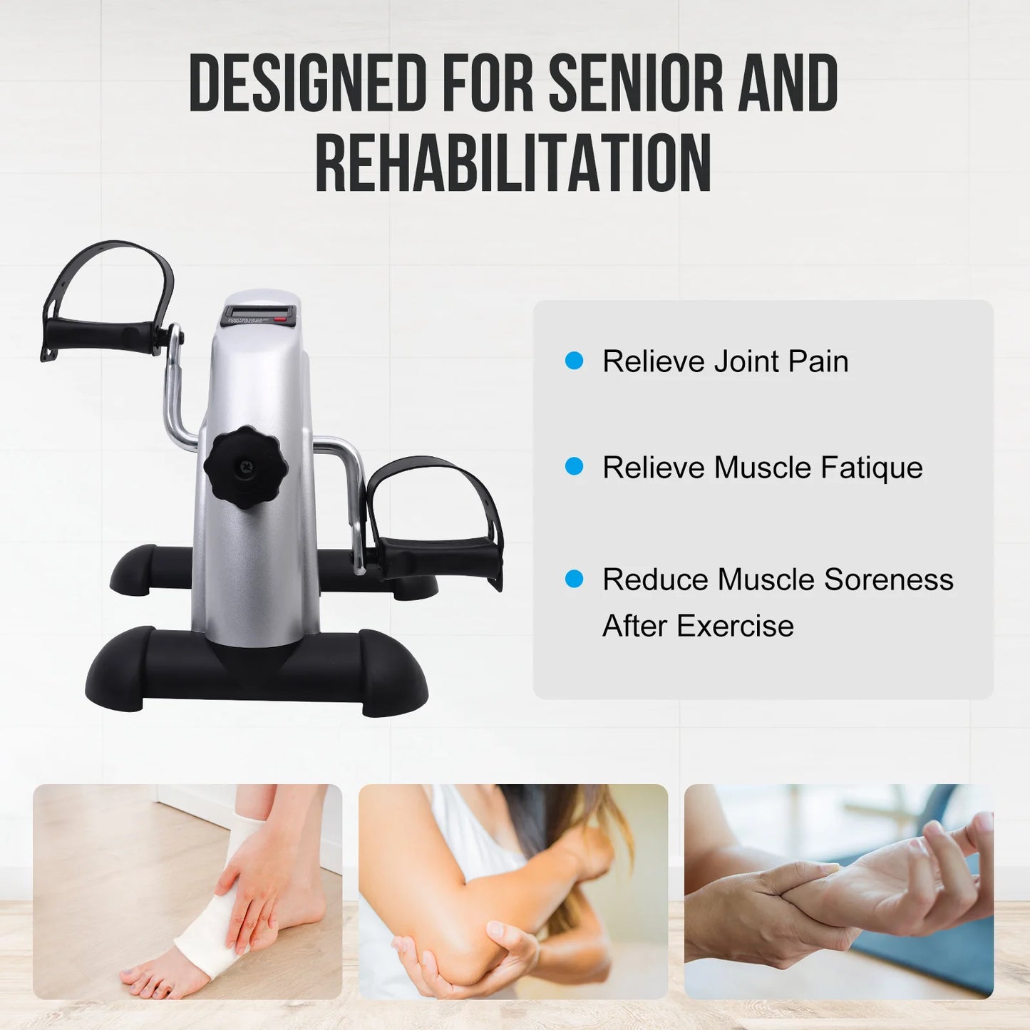 Portable Under Desk Pedal Exerciser With LCD Monitor