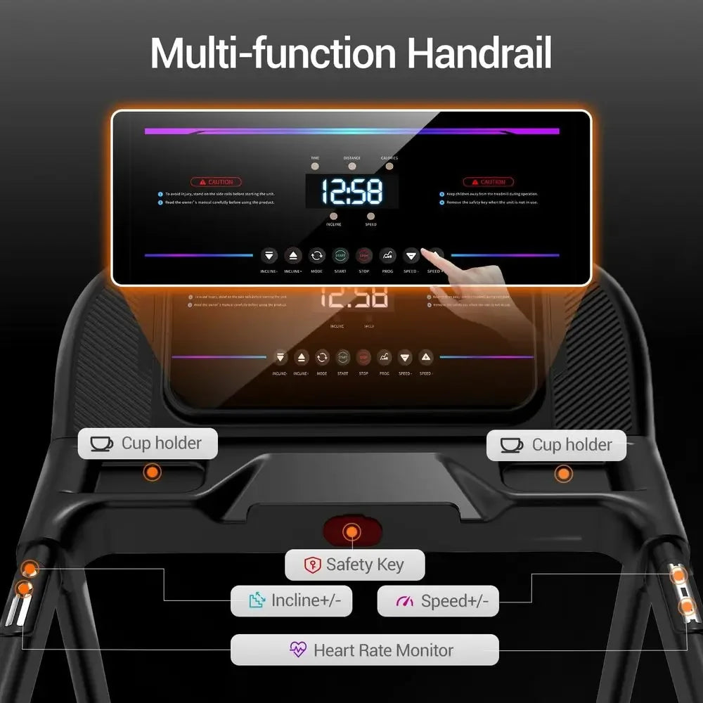 Foldable Treadmill With 20 Levels Auto Incline 4HP Quiet