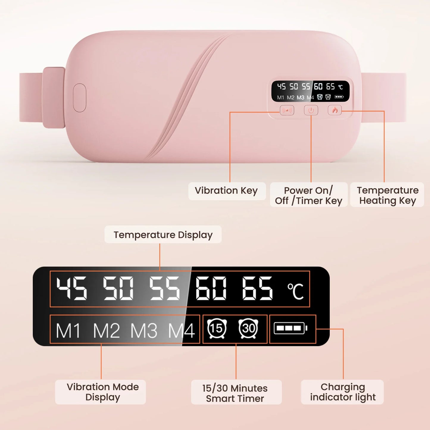 PASTSKY Waist Massage Belt Electric Heating And Vibration For Menstrual Cramps
