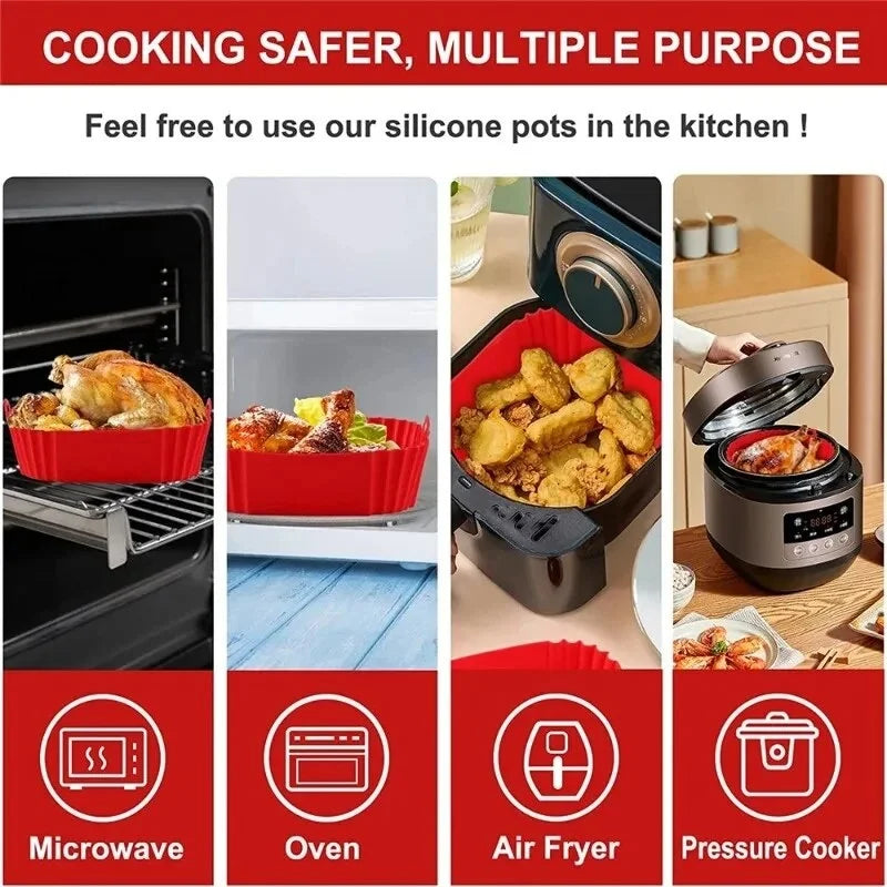 Square Silicone Air Fryer Liners Two Pack Reusable Accessories