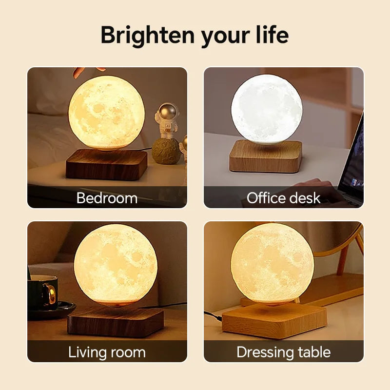 Aiopp Magnetic Floating Moon Lamp With Wooden Base
