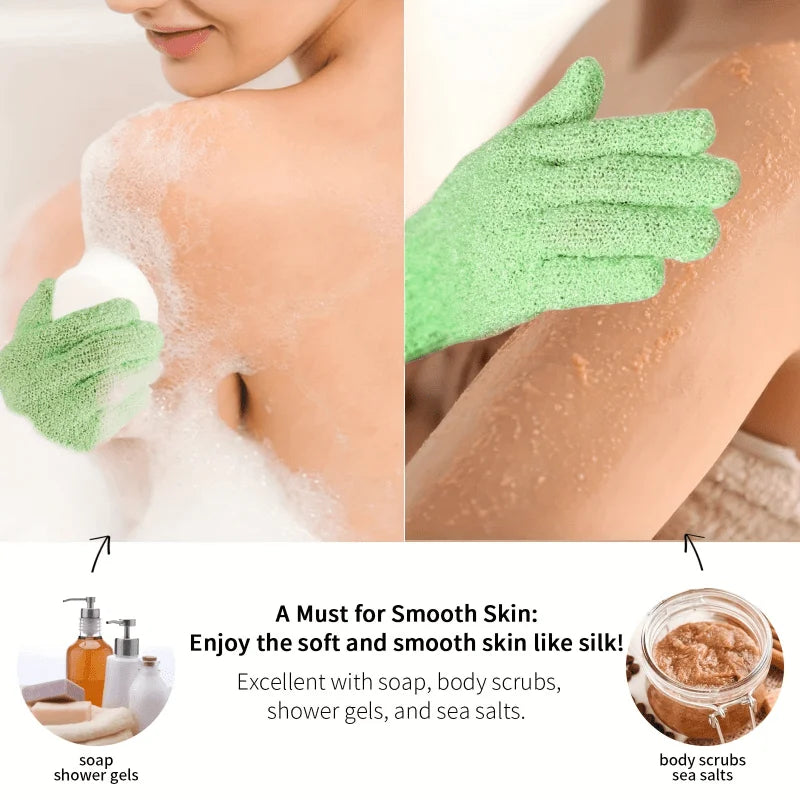 Exfoliating Shower Glove Set Deep Cleaning Body Scrub Spa Massage