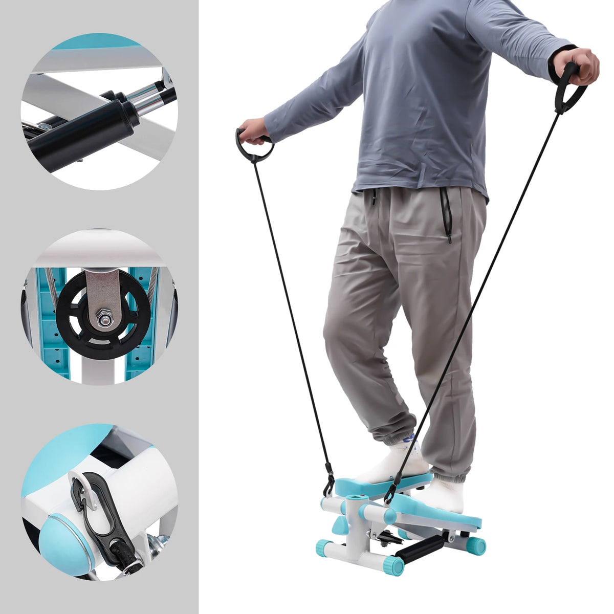 Portable Fitness Stepper With Resistance Bands And LED Display