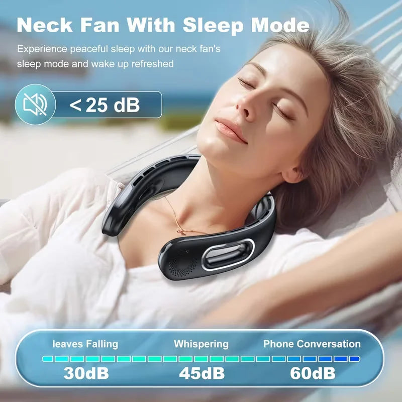Portable Neck Fan Bladeless USB Rechargeable 360 Degree 4 Speeds
