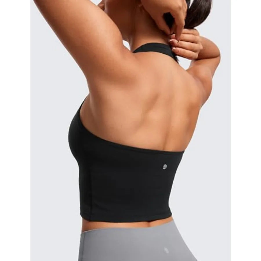 CRZ YOGA Butterluxe Halter Crop Tank For Women Workout Top