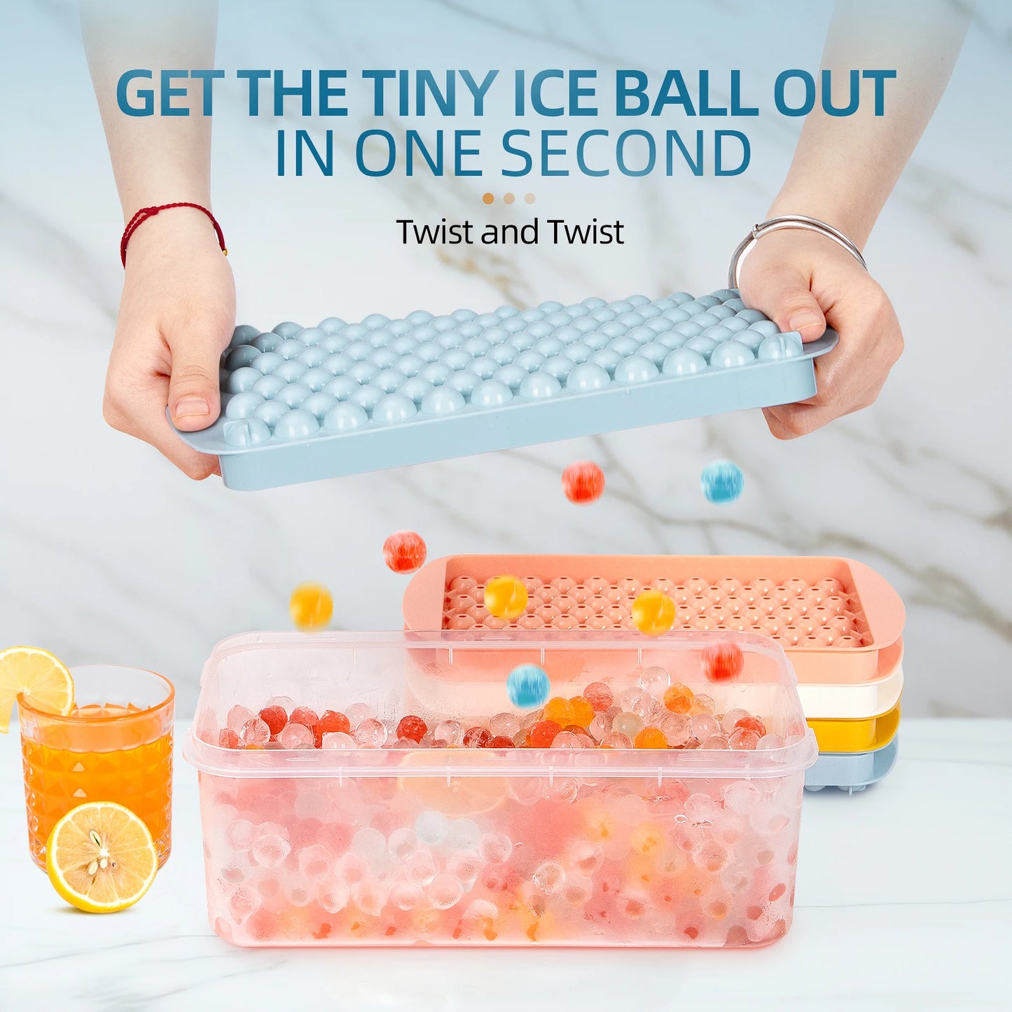 YOCITY 104 Hole Mini Round Ice Cube Tray Ball Mold