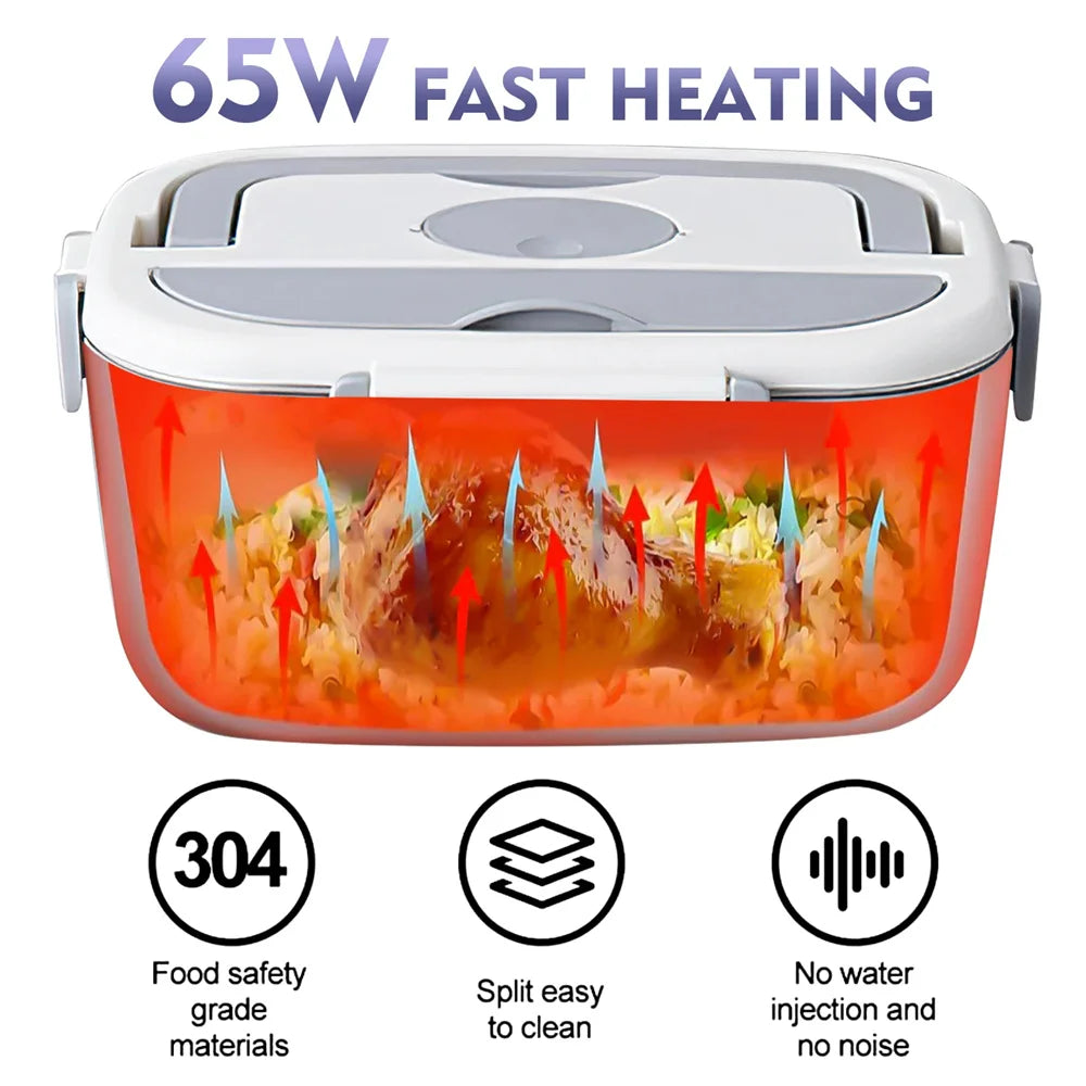 Stainless Steel Electric Lunch Box Food Warmer Leakproof Portable