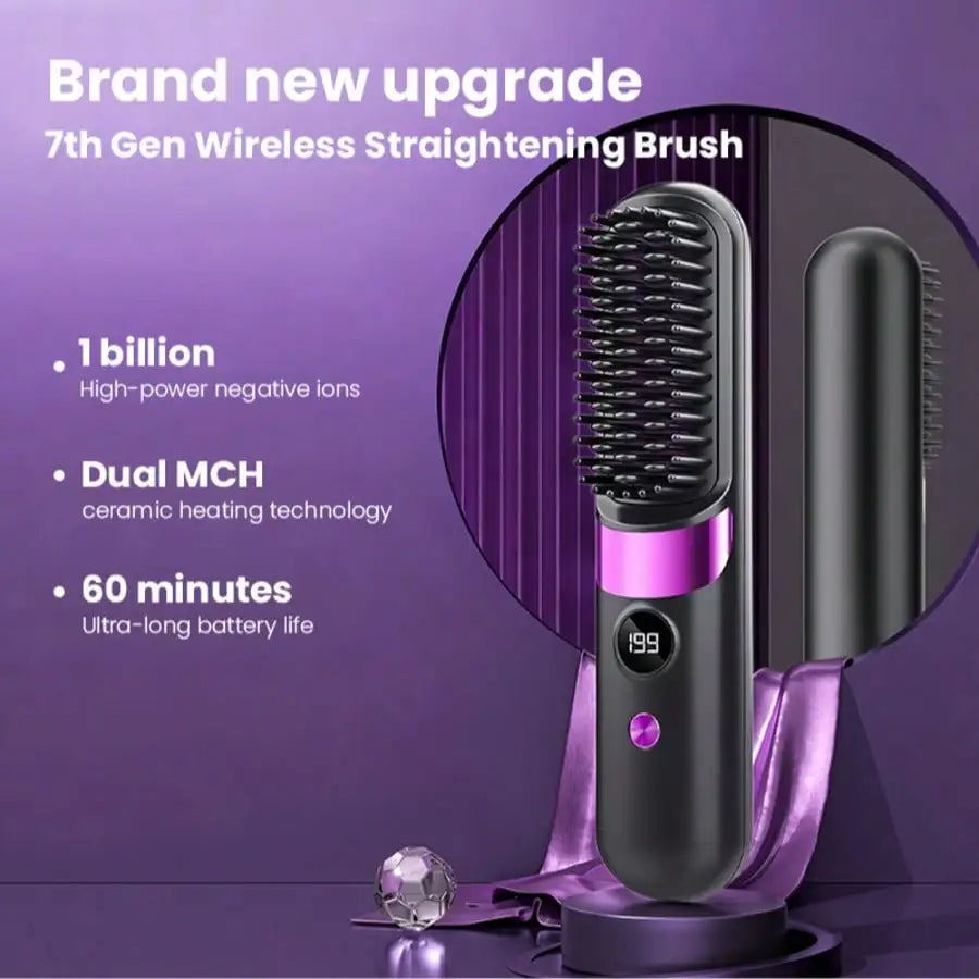 Mini Hair Straightener Comb Set USB Rechargeable Portable Styler
