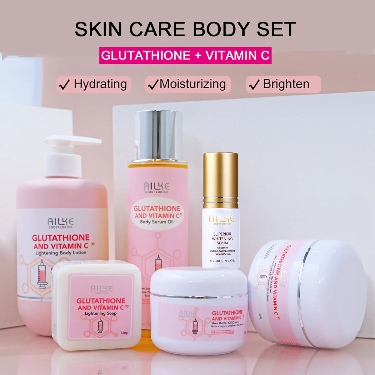 AILKE Whitening Skin Care Set Glutathione Vitamin C Brightener Moisturizer