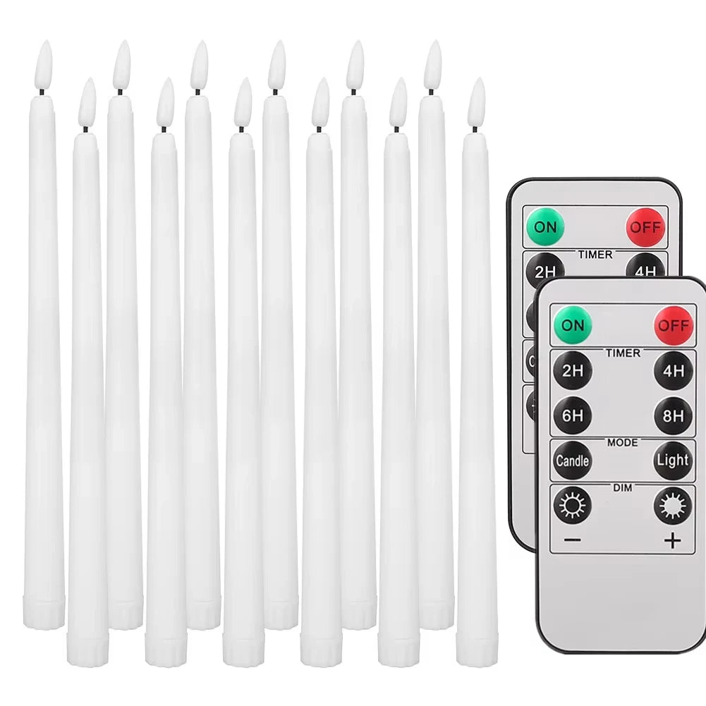 LED Flameless Taper Candles With 10-Key Remote Battery Operated