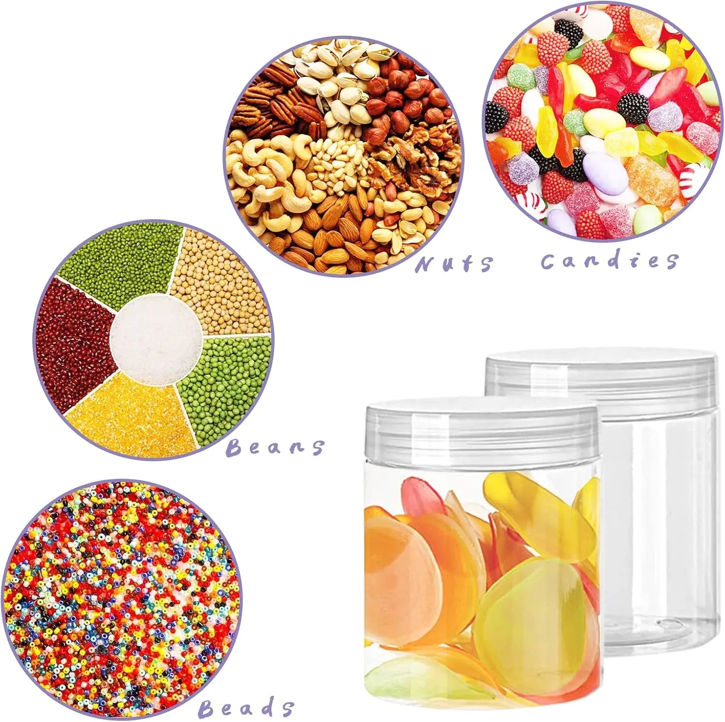 20 Pack Clear Plastic Jars With Lids For Candy Beads