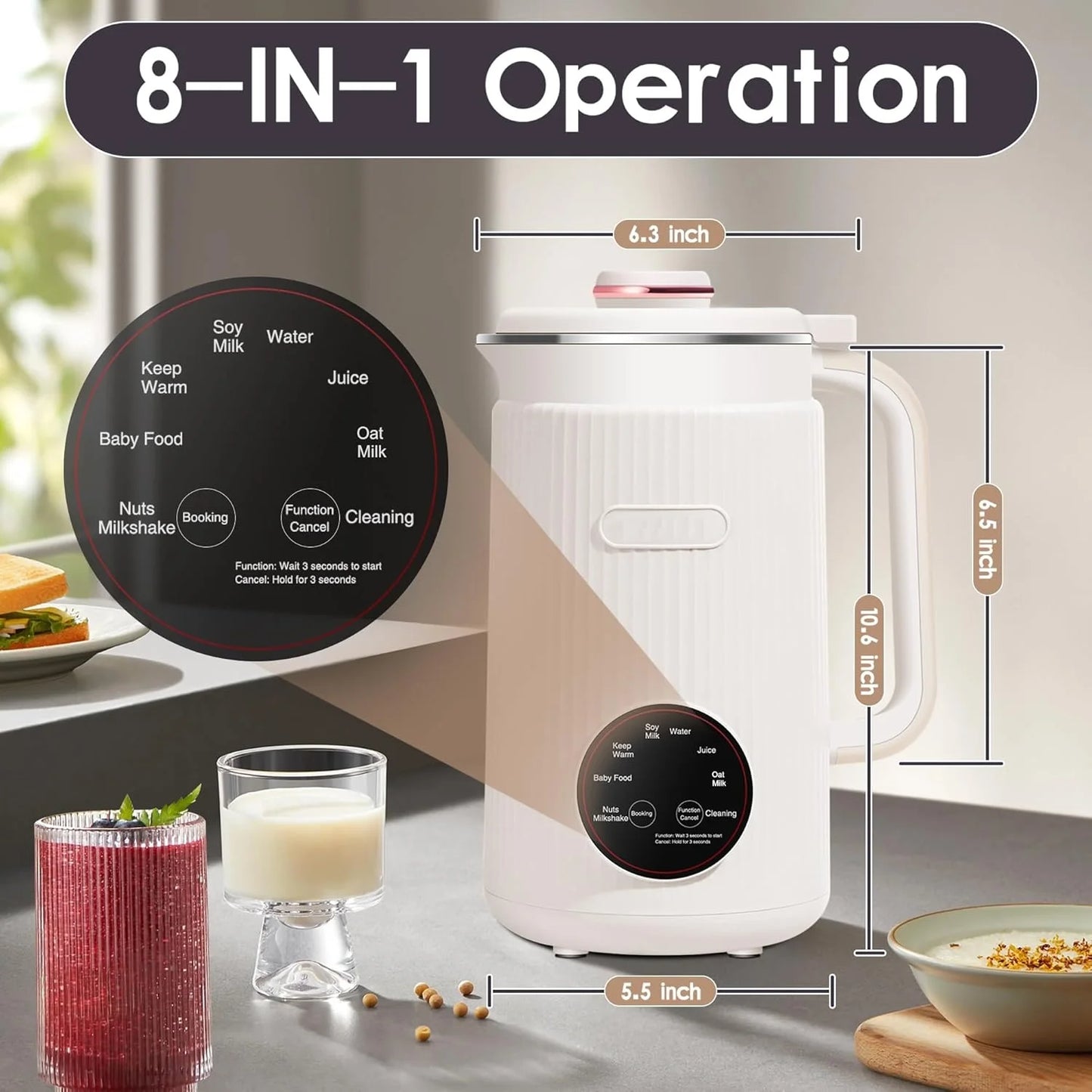 EightInOne Nut Milk And Coffee Maker Auto Self Cleaning