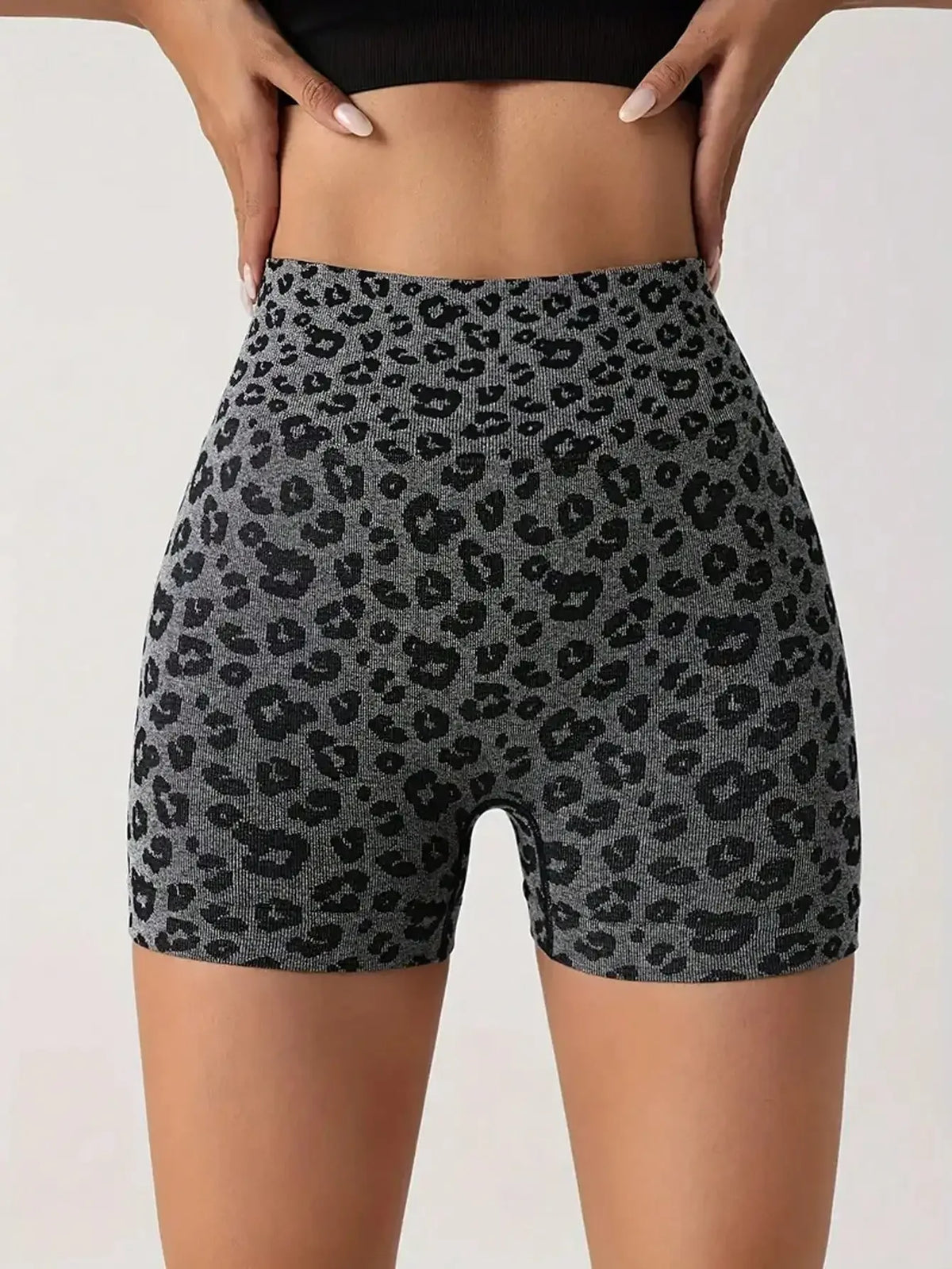 Leopard Print Tummy Control Scrunch Butt Sports Biker Shorts