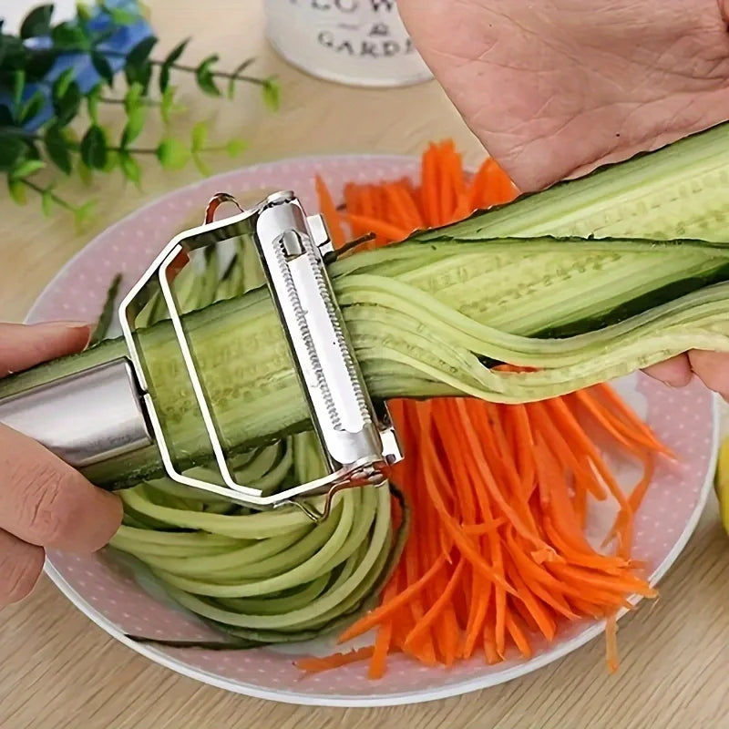 Stainless Steel Vegetable Peeler With Julienne Slicer And Shredder