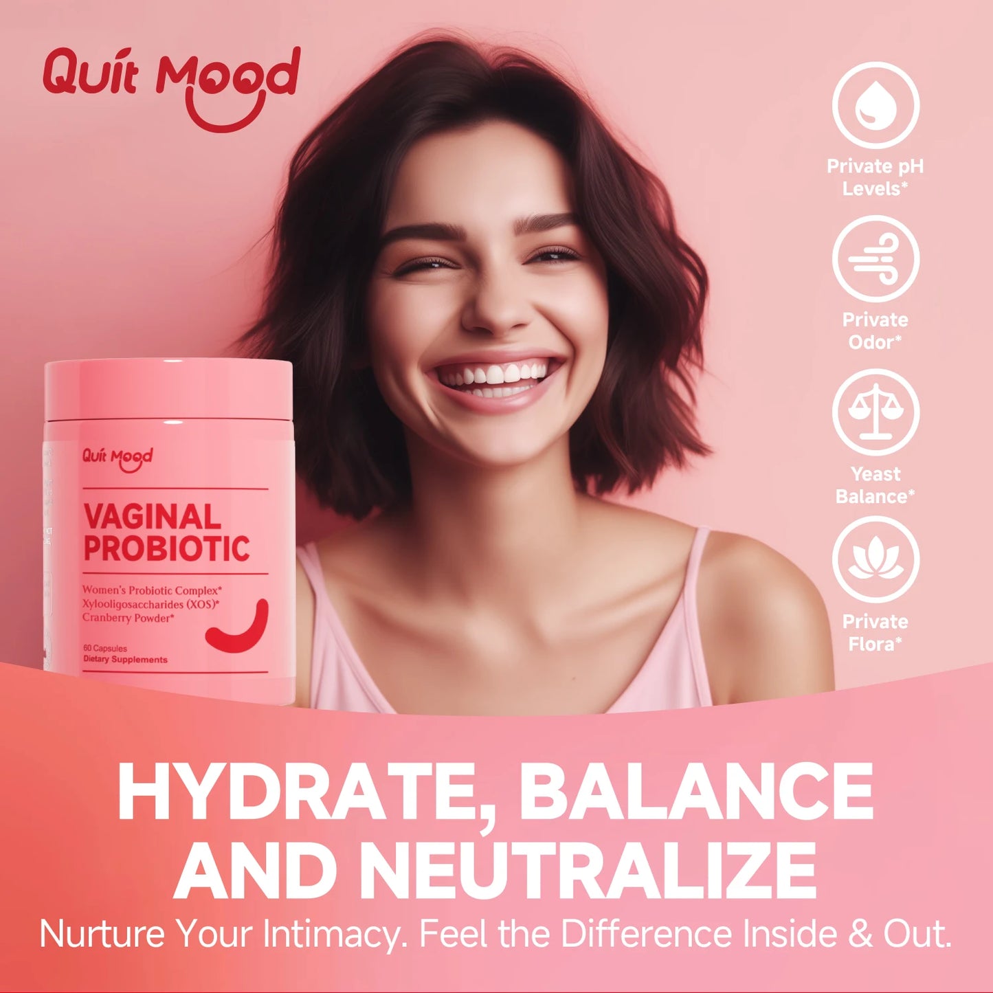 Quit mood Probiotics For Women PH Balance Prebiotics And Lactobacillus
