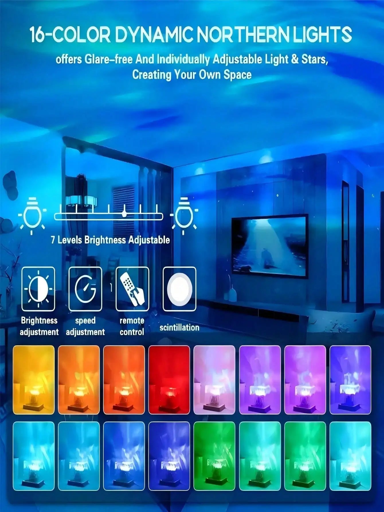 LED Cube Projector Light With 3D Ocean Wave Projection