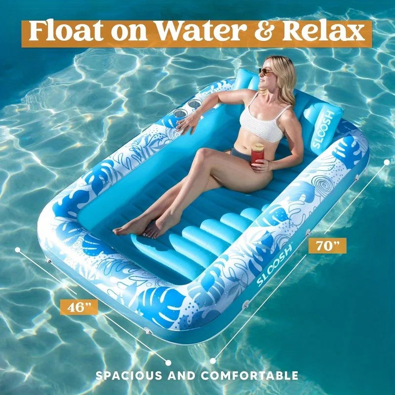 Joyfy Inflatable Suntan Pool Lounger Float 4 In 1 Tub Raft