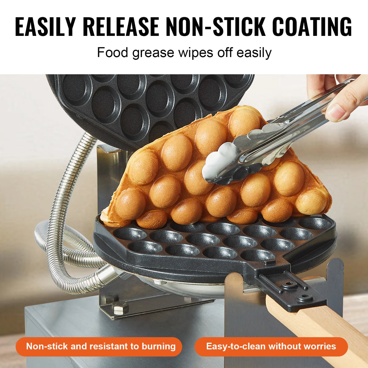 SucceBuy Commercial Egg Bubble Waffle Maker Stainless Steel Construction