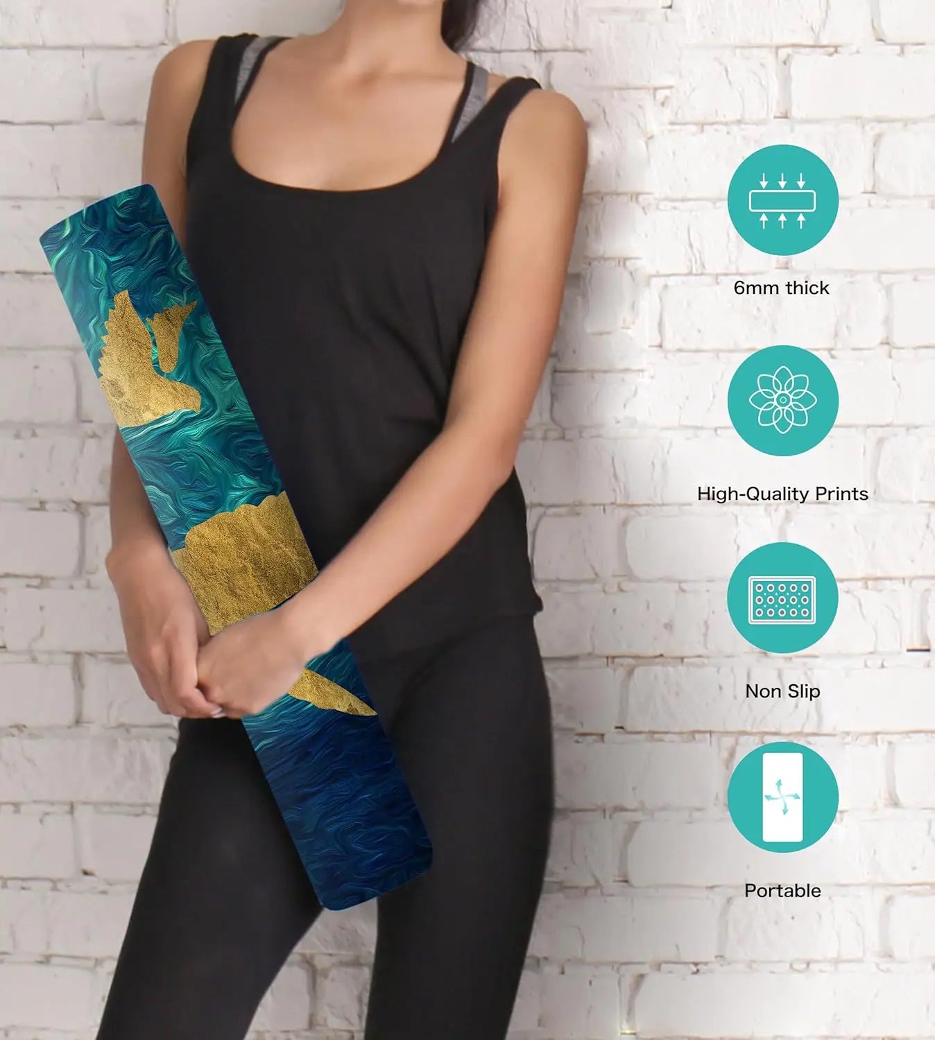 TPE Non-Slip Yoga Mat With Carrying Strap For Exercise