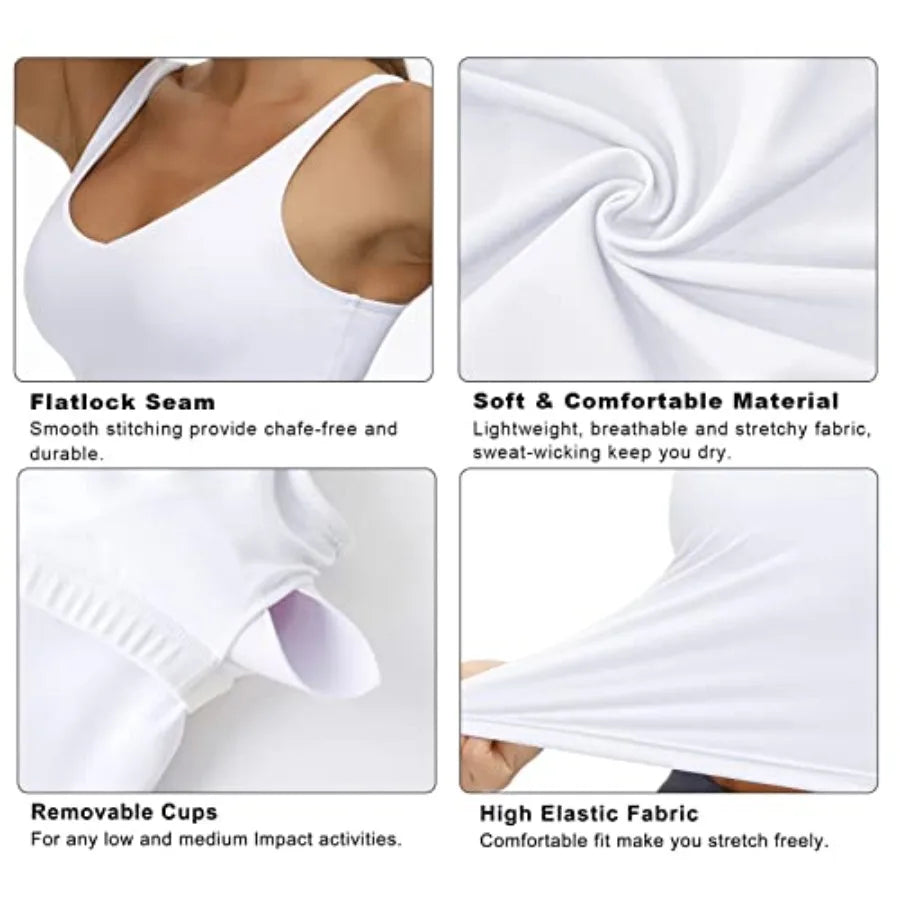 Womens Sports Bra Longline Wirefree Padded Support Bamboo Fiber