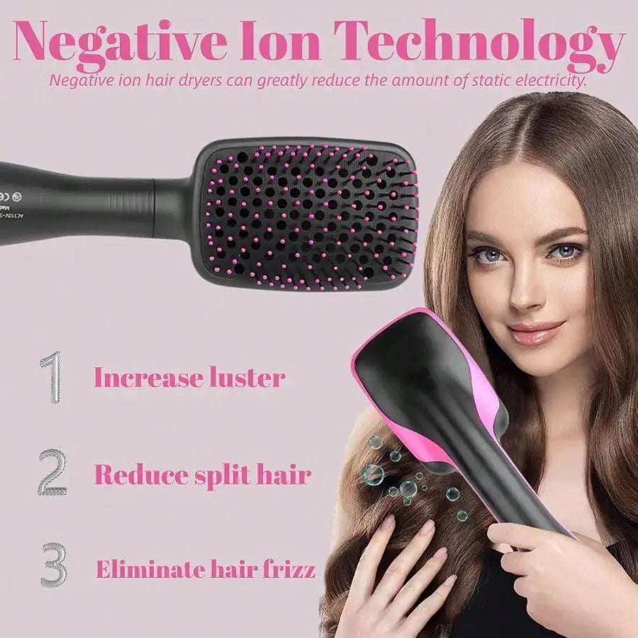 Hair Dryer Brush 3 In 1 One Step Styler With Negative Ion