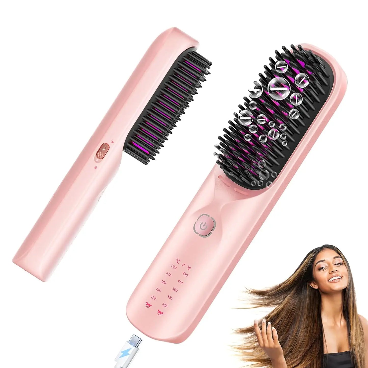 BOPCAL Cordless 10000mAh Hair Straightener Comb Brush With 5S Fast Heating Travel