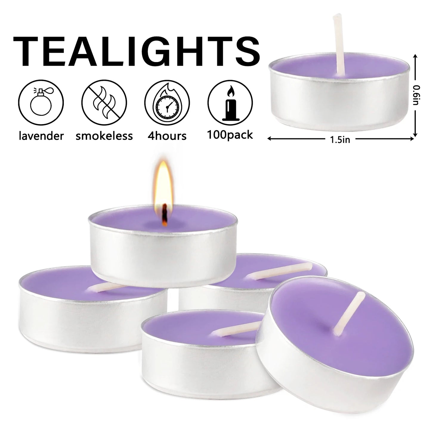 Lavender Scented Aluminum Shell Tea Light Wax Home Decor