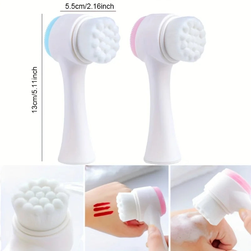 Soft Silicone Double Sided Facial Cleansing Brush For Exfoliation