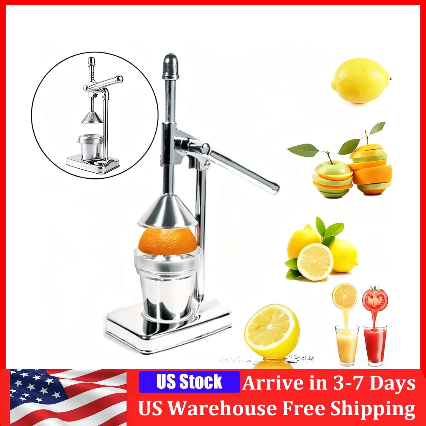 Stainless Steel Manual Juicer Orange Juice Extractor