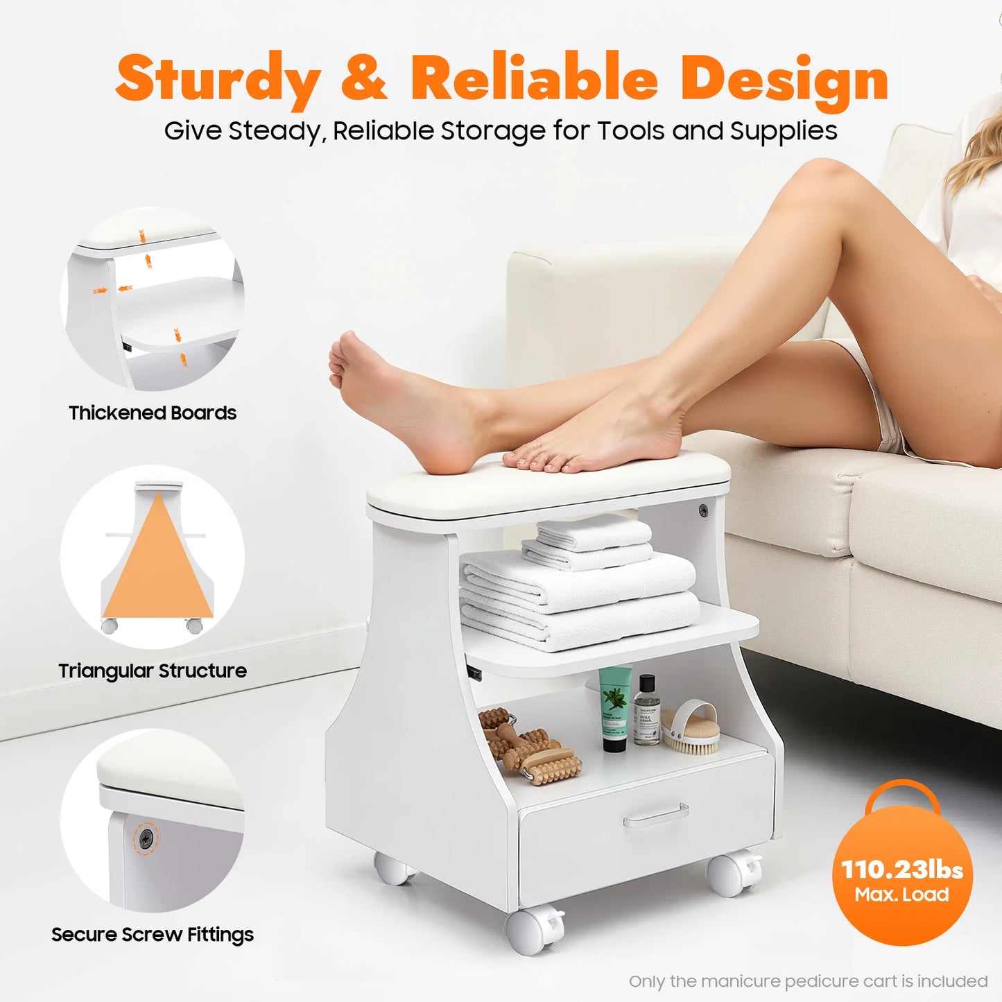 Bymaocar 3 Tier Pedicure Stool With Foot Basin Holder Salon