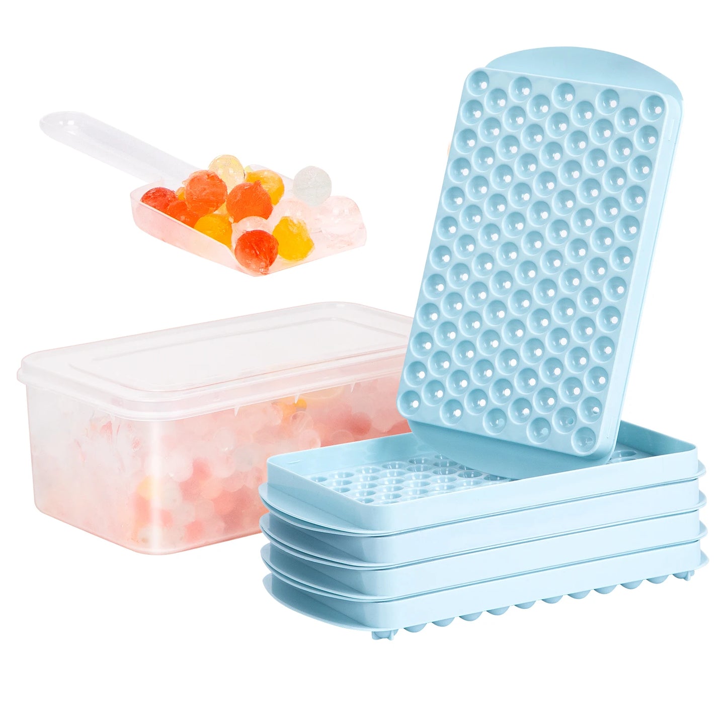 YOCITY 104 Hole Mini Round Ice Cube Tray Ball Mold