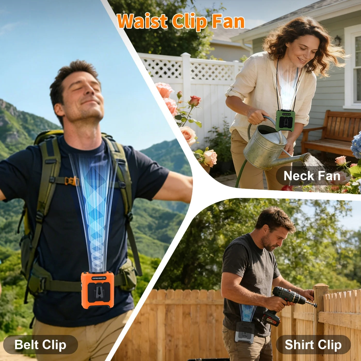 10000mAh Portable Neck Fan With USB Phone Charging LED Light