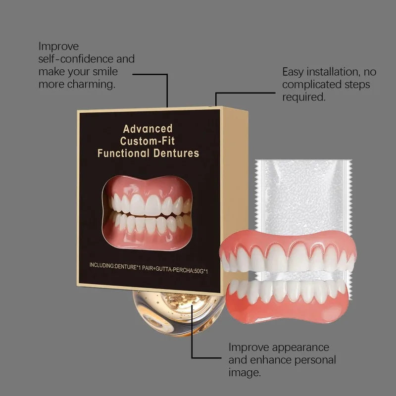 Silicone False Teeth Denture Kit For Decorative Upper Lower Veneers