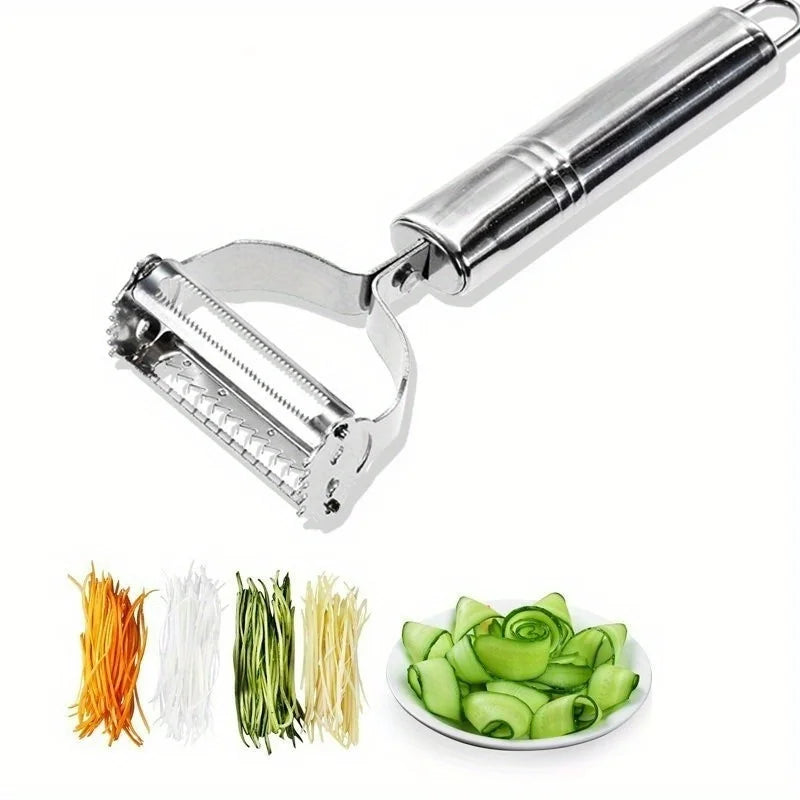 Stainless Steel Vegetable Peeler With Julienne Slicer And Shredder