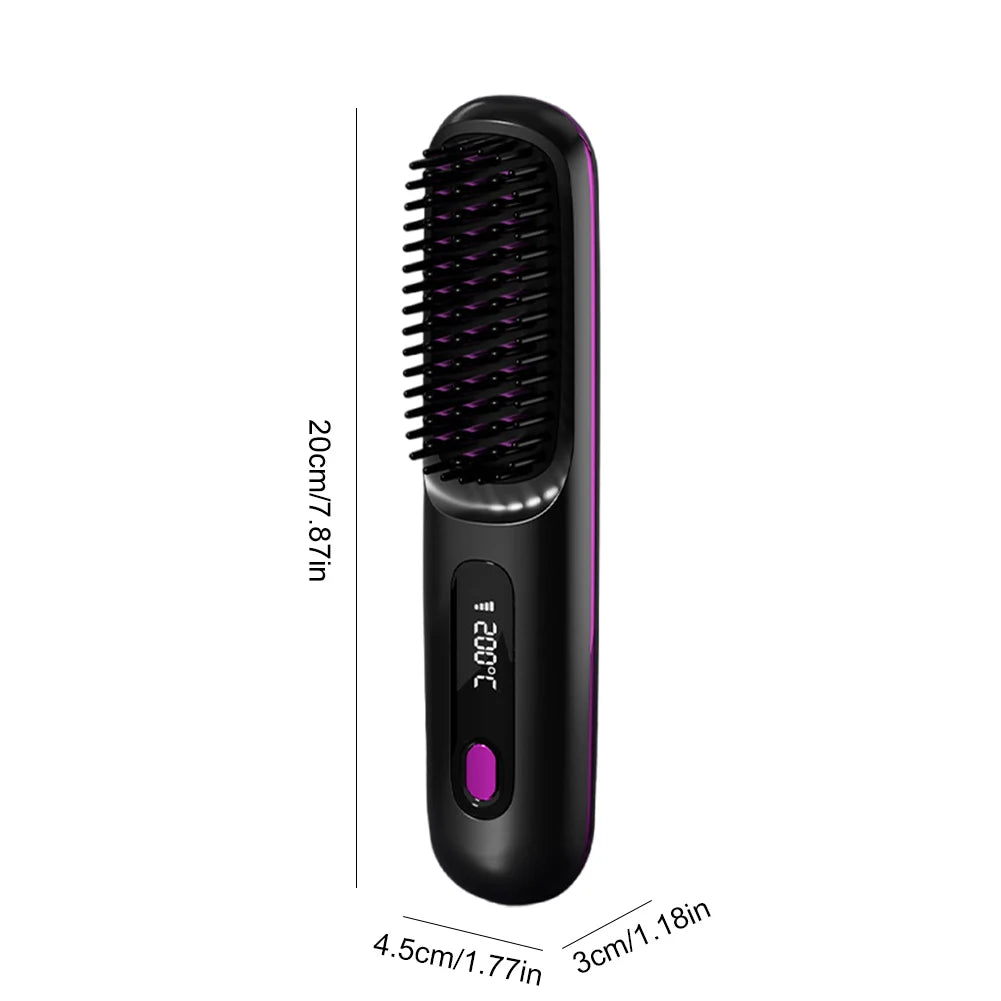 Cordless Hair Straightener Brush Anti Scald With 3 Temperature Settings