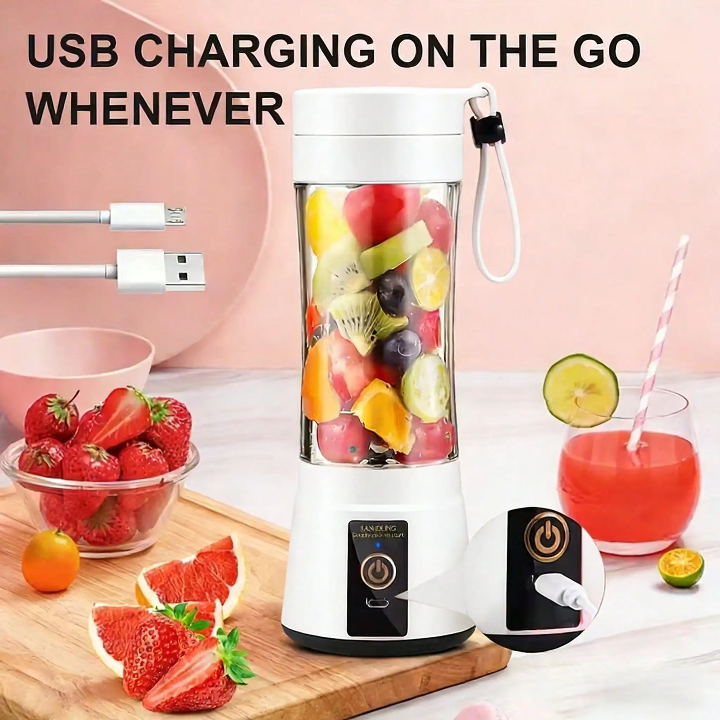 Portable USB Juicer 12 Blades Personal Blender Rechargeable
