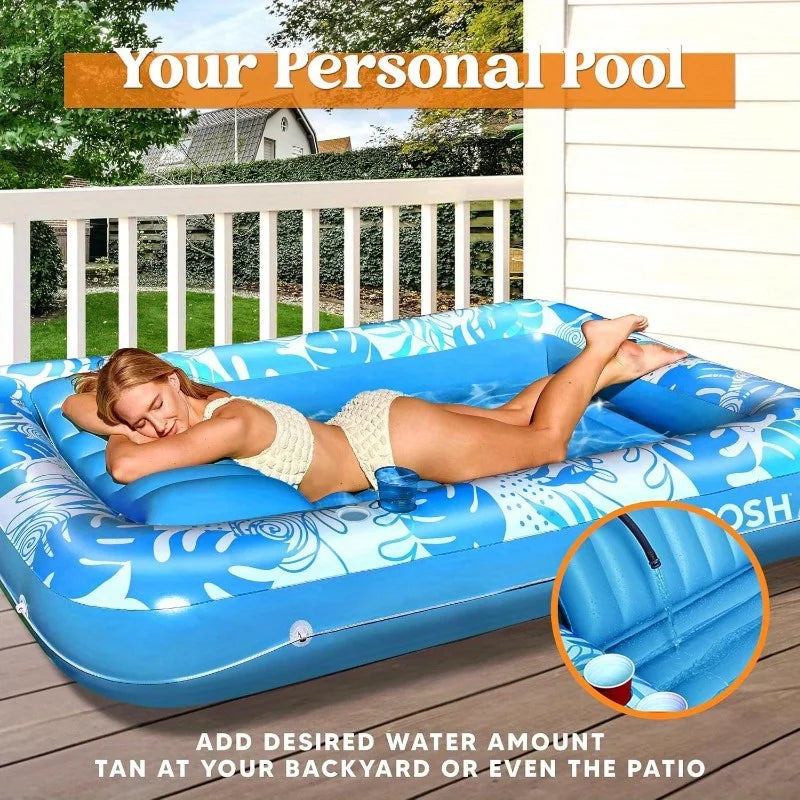 Joyfy Inflatable Suntan Pool Lounger Float 4 In 1 Tub Raft